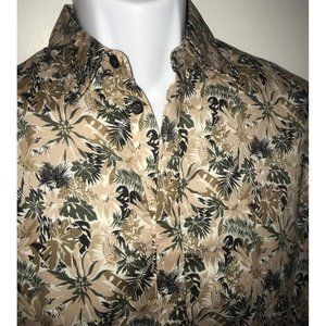 RAG & BONE 100% Cotton Floral Print SMALL Shirt USA MADE Peach Green Khaki EUC